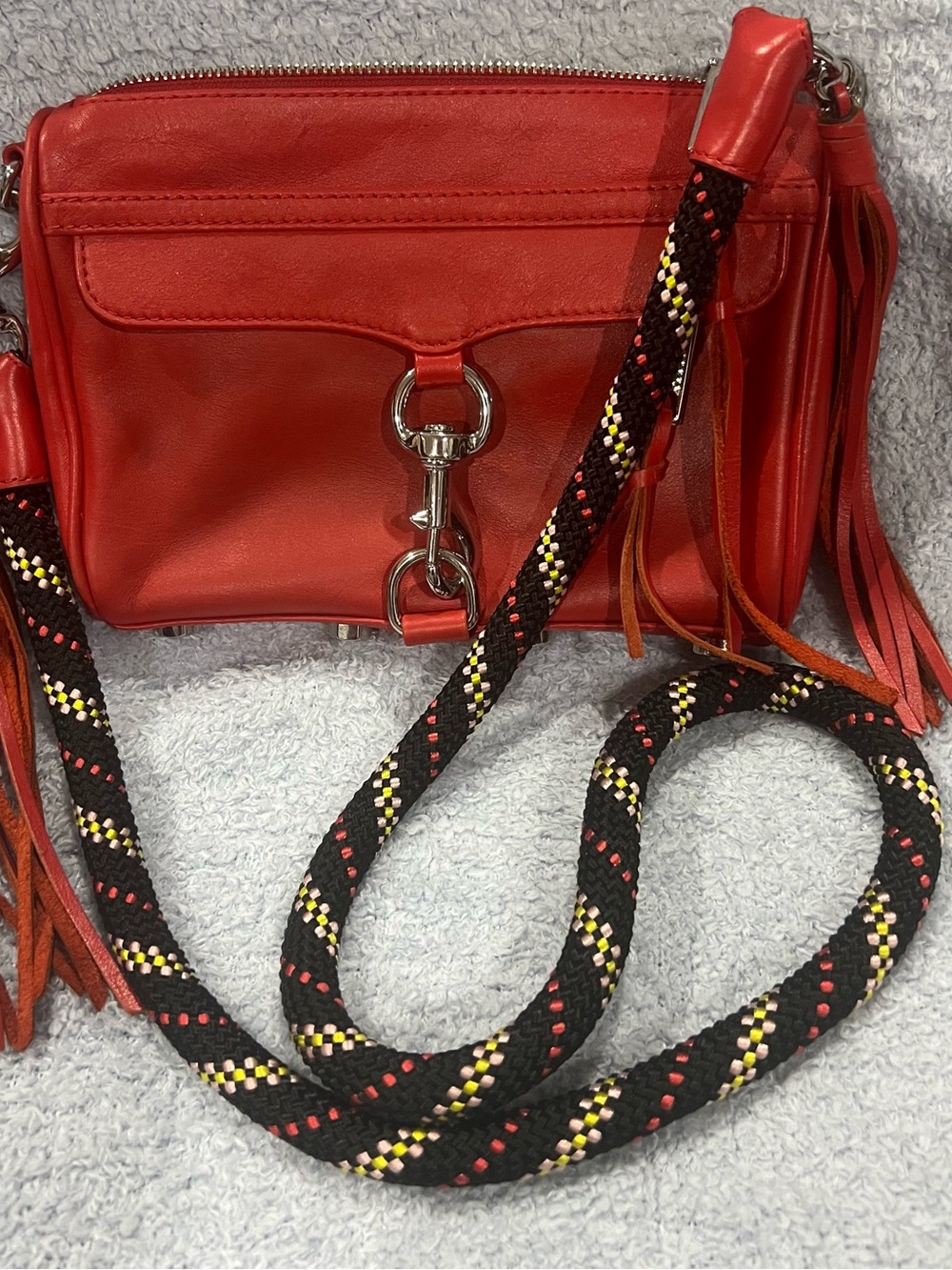 Rebecca Minkoff Red Leather Crossbody Bag with Rope Strap - Picture 2 of 5
